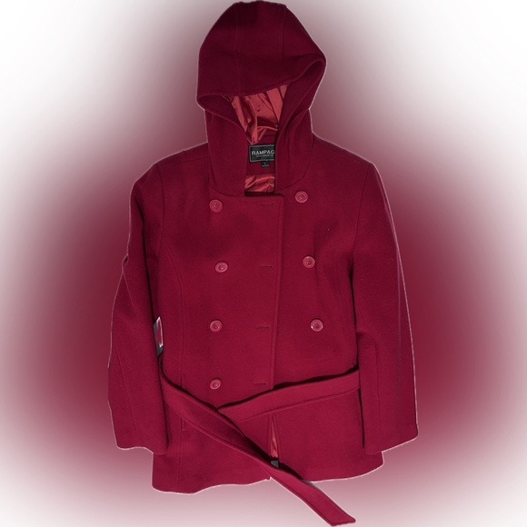 Rampage Women's Bold Red Pea Coat - Picture 8 of 10